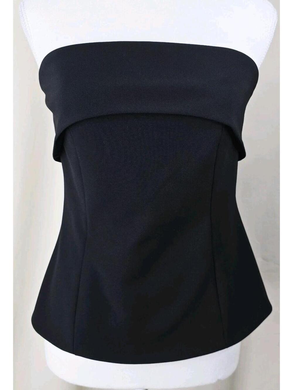 Express Studio Strapless Fold Over Top Size S Black Stretch Twill Tailored